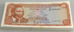 Kenya / Kenia: Bundle With 100 Pcs. 5 Shillings 1978, P.15 With Running Serial Numbers In UNC Condit - Kenia