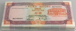 Macau / Macao: Full Bundle Of 100 Pcs 10 Patacas 2001 P. 65a In UNC. (100 Pcs) - Macau