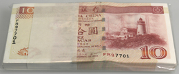 Macau / Macao: Full Bundle Of 100 Pcs 10 Patacas 2003 P. 101b In UNC. (100 Pcs) - Macao