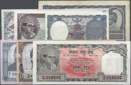 Nepal: Lot Of About 300 Banknotes Containing The Following (mostly In Multiple Numbers): P. 1,2,5,6, - Népal