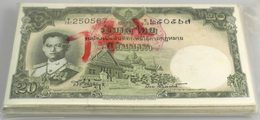 Thailand: Rare Bundle Of 100 Banknotes 20 Baht ND P. 77, Some With Light Staining In Paper, In Gener - Thailand
