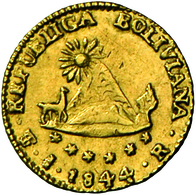 Bolivien: Republik: 1/2 Escudo 1844 R, Friedberg 30, KM#104, Gold, Sehr Schön. - Bolivie