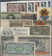 Alle Welt: 2 Collectors Books With 378 Banknotes And German Notgeld Comprising For Example Cuba 3 Pe - Andere & Zonder Classificatie