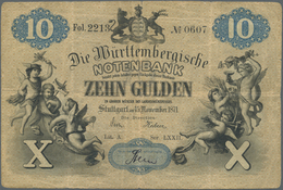 Deutschland - Altdeutsche Staaten: Württemberg, 10 Gulden, 15.11.1871, Ro. WTB 2, Mehrere Knicke Und - [ 1] …-1871 : Stati Tedeschi