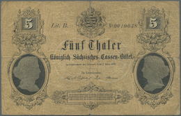 Deutschland - Altdeutsche Staaten: 5 Thaler Königlich-Sächsisches-Cassen-Billet Vom 02. März 1867, P - [ 1] …-1871 : Etats Allemands