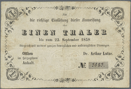 Deutschland - Altdeutsche Staaten: Cöthen (Anhalt), Dr. Arthur Lutze Anweisung 1 Thaler Einlösbar Bi - [ 1] …-1871 : German States