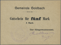 Deutschland - Notgeld - Elsass-Lothringen: Goldbach, Oberelsass, Bürgermeisteramt, 5 Mark, O. D., Vo - Other & Unclassified