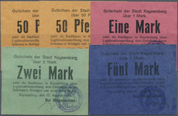 Deutschland - Notgeld - Elsass-Lothringen: Kaysersberg, Oberelsass, Stadt, 2 X 50 Pf., 1, 2, 5 Mark, - Autres & Non Classés