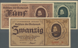 Deutschland - Alliierte Miltärbehörde + Ausgaben 1945-1948: Aalen, Landkreis, 5, 10, 20 Reichsmark, - Andere & Zonder Classificatie