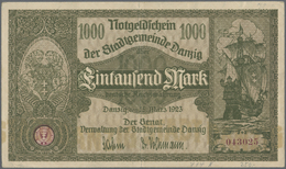 Deutschland - Nebengebiete Deutsches Reich: Danzig, 10 Pf. 1916 (Ro. 784), 2 X 50 Pf. 1919 (Ro. 790) - Altri & Non Classificati