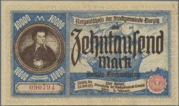 Deutschland - Nebengebiete Deutsches Reich: Danzig 10.000 Mark 1923, Ro.799, Vertikaler Mittelknick - Autres & Non Classés