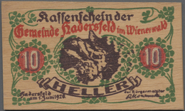 Deutschland - Notgeld Besonderer Art: Hadersfeld Im Wienerwald (Österreich), Gemeinde, 10, 20, 50 He - Other & Unclassified