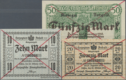 Deutschland - Länderscheine: Anhalt, Herzogliche Finanzdirektion, 10, 20 Mark, 29.10.1918, 50 Mark, - Other & Unclassified