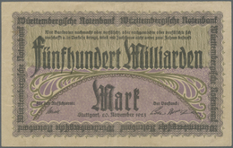 Deutschland - Länderscheine: Württemberg, Württembergische Notenbank, 500 Milliarden Mark, 20.11.192 - Other & Unclassified