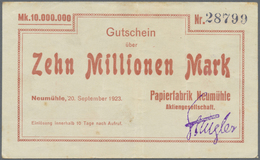 Deutschland - Notgeld - Bayern: Neumühle, Papierfabrik Neumühle AG, 10 Mio. Mark, 20.9.1923, Erh. II - [11] Emissions Locales