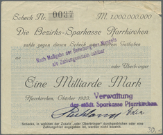 Deutschland - Notgeld - Bayern: Pfarrkirchen, Bezirkssparkasse, 1, 10, 50, 100, 500 Mrd. Mark, Oktob - [11] Local Banknote Issues