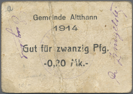 Deutschland - Notgeld - Elsass-Lothringen: Altthann, Oberelsass, Gemeinde, 20 Pf., 1914, Unentwertet - Andere & Zonder Classificatie