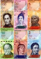 LOT SET SERIE 6 BILLETS VENEZUELA 2 - 5 - 10 - 20 - 50 - 100 BOLIVARES 2007 - 2015 UNC NEUF - Venezuela