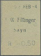 Deutschland - Notgeld - Rheinland: Sayn, F. W. Fillinger, 50 Pf., O. D. (FEB 4) , Grüner Karton Im H - [11] Lokale Uitgaven