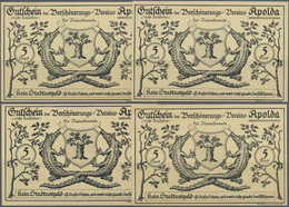 Deutschland - Notgeld - Thüringen: Apolda, Verschönerungsverein, 4 X 5 Mark, O. D., Spendenscheine, - [11] Local Banknote Issues