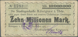 Deutschland - Notgeld - Thüringen: Königsee, Stadtsparkasse, 5 Mio. Mark, 6.9.1923, 10 Mio. Mark, 20 - [11] Local Banknote Issues