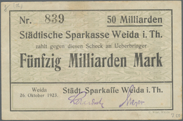 Deutschland - Notgeld - Thüringen: Weida, Städt. Sparkasse, 10, 20, 50, 100 Mark, 22.11.1918, Entwer - [11] Local Banknote Issues