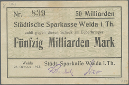 Deutschland - Notgeld - Thüringen: Weida, Städt. Sparkasse, 10, 20, 50, 100 Mark, 22.11.1918, Entwer - [11] Emissions Locales