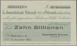 Deutschland - Notgeld - Württemberg: Biberach, Gewerbebank, 10 Billionen Mark, 15.11.1923, Erh. I - [11] Lokale Uitgaven