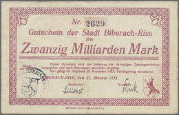 Deutschland - Notgeld - Württemberg: Biberach, Stadt, 500 Tsd., 10 X 1 Mio. (Unterschriftsvarianten) - [11] Local Banknote Issues
