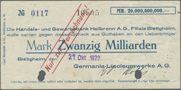 Deutschland - Notgeld - Württemberg: Bietigheim, Stadt, 2 X 5, 20, 50, 100 Mrd. Mark, 26.10.1923, Ge - [11] Emissioni Locali