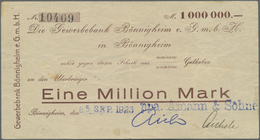 Deutschland - Notgeld - Württemberg: Bönnigheim, Gewerbebank, 1 Mio. Mark, 5.9.1923 (Datum Gestempel - [11] Local Banknote Issues