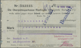Deutschland - Notgeld - Württemberg: Buchau, Trikotfabrik Hermann Moos, 1 Mio. Mark, 27.8.1923, 3.9. - [11] Emissioni Locali