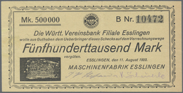 Deutschland - Notgeld - Württemberg: Esslingen, Maschinenfabrik Esslingen, 500, 1000 Mark, 2.10.1922 - [11] Lokale Uitgaven