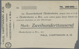 Deutschland - Notgeld - Württemberg: Heidenheim, Paul Hartmann AG, 200 Tsd. Mark, O. D. (blanko), Sc - [11] Emissioni Locali