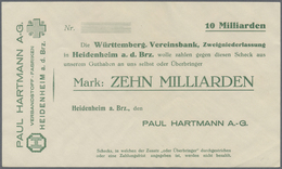 Deutschland - Notgeld - Württemberg: Heidenheim, Paul Hartmann AG, 5, 10 Mrd. Mark, O. D. (blanko), - [11] Emissioni Locali