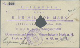 Deutschland - Notgeld - Württemberg: Horb, Oberamtssparkasse Und Gewerbebank, 1 Mio. Mark, 9.8.1923, - [11] Emissions Locales