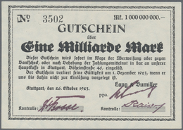 Deutschland - Notgeld - Württemberg: Stuttgart, Lang & Bumiller, 1, 5, 2 X 10 Mrd. Mark, 26.10.1923 - [11] Local Banknote Issues