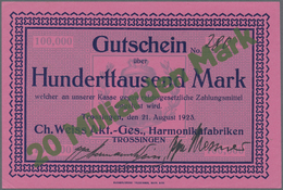 Deutschland - Notgeld - Württemberg: Trossingen, Maschinenfabrik Johs. Koch, 100 Tsd. Mark, 17.8.192 - [11] Emissions Locales