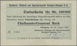 Deutschland - Notgeld - Württemberg: Uhingen, Bleicherei, Färberei Und Appreturanstalt Stuttgart-Uhi - [11] Local Banknote Issues