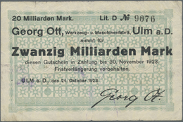 Deutschland - Notgeld - Württemberg: Ulm, Georg Ott, 20 Mrd. Mark, 24.10.1923, Erh. III- - [11] Emissions Locales