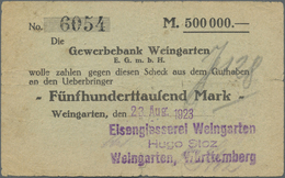 Deutschland - Notgeld - Württemberg: Weingarten, Gewerbebank, 1, 2, 5, 10 Mio. Mark, 13.9.1923, Eige - [11] Emissioni Locali