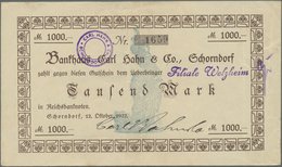 Deutschland - Notgeld - Württemberg: Welzheim, Bankhaus Carl Hahn & Co., 2 X 1000 Mark, 27.9.1922, 1 - [11] Emissioni Locali