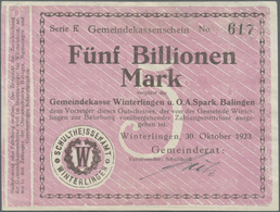 Deutschland - Notgeld - Württemberg: Winterlingen, Gemeinde, 100 Mio. Mark, 1.10.1923, 1 Mrd. Mark, - [11] Emissions Locales