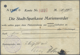 Deutschland - Notgeld - Ehemalige Ostgebiete: Marienwerder, Westpreußen, Kämmerei-Kasse (Stadt-Spark - Other & Unclassified