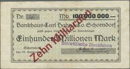 Deutschland - Notgeld - Württemberg: Schorndorf, Stadt, 2 X 50 Pf., 1919, Erh. I; Dito, 22 Scheine V - [11] Emissions Locales