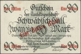 Deutschland - Notgeld - Württemberg: Schwäbisch Hall, Stadtgemeinde Und Amtskörperschaft, Sammlung M - [11] Local Banknote Issues