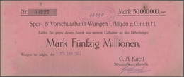 Deutschland - Notgeld - Württemberg: Wangen, G. A. Kaeß, Strumpfwarenfabrik, 14 Scheine Mit Untersch - [11] Local Banknote Issues