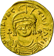 Mauricius Tiberius (582 - 602): Gold-Solidus (583/84-602 N. Chr.), Konstantinopel; 4,21 G, Sommer 7. - Byzantium