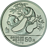 China - Volksrepublik: SILBERPANDA, 50 Yuan 1989, 5 OZ Silber, Im Holzetui Mit Chinesischen Zertifik - China