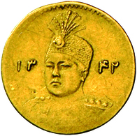 Iran: Ahmed AH 1327-1344 (1909-1925): 1/5 Toman (2000 Dinars), Gold 900/1000; 0,56 G, Friedberg 86, - Iran